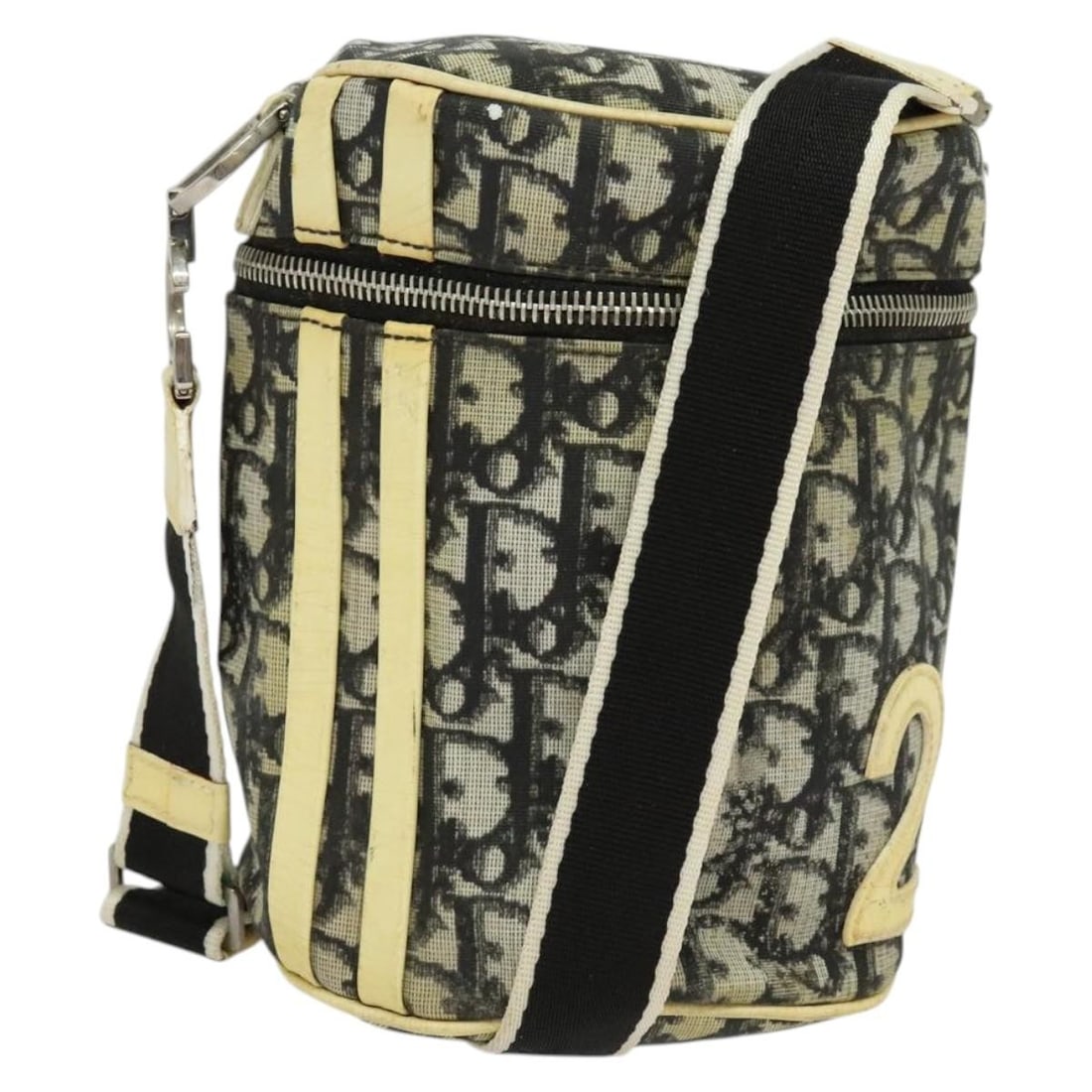 Christian Dior Trotter Canvas Shoulder Bag Black Silver Auth Made in Italy (1 of 18)