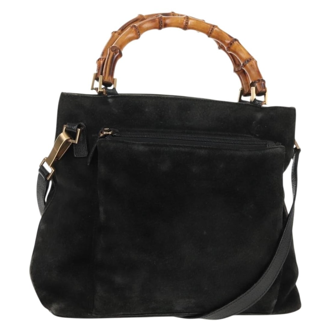 GUCCI Bamboo Suede Hand Bag Black 002 2058 0508 0 Auth (1 of 18)
