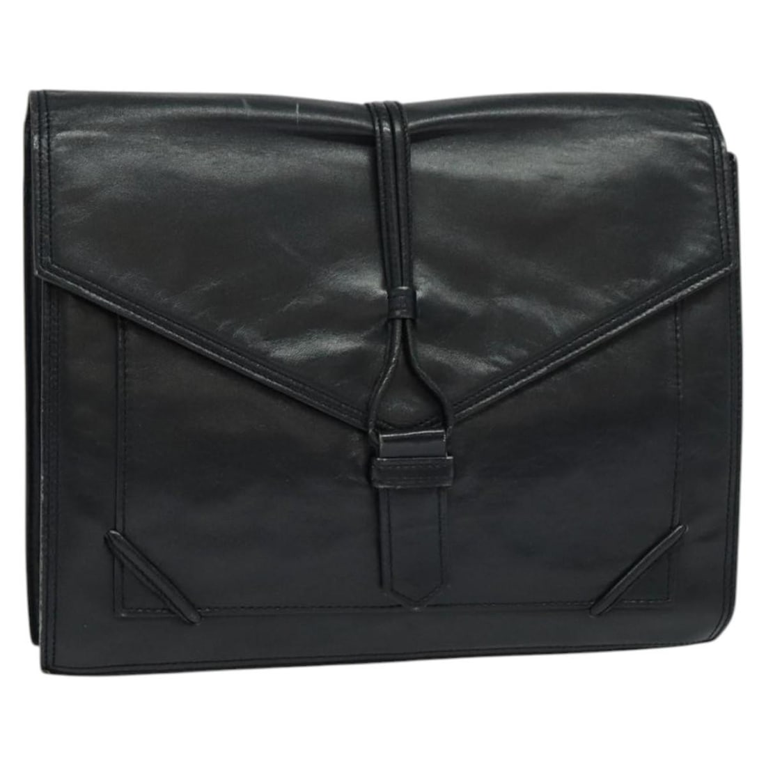 SAINT LAURENT Black Leather Clutch Bag Authentic Vintage: SAINT LAURENT Black Leather Clutch Bag Authentic Vintage This SAINT LAURENT clutch bag is crafted from high-quality black leather, showcasing a timeless design perfect for any occasion. The bag measur