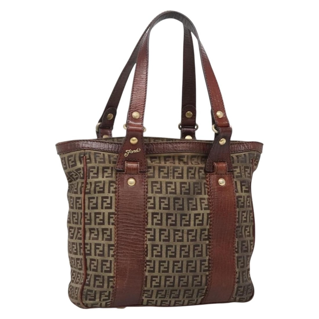 Fendi Zucchino Canvas Tote Bag Brown Gold Made in Italy Auth: Fendi Zucchino Canvas Tote Bag Brown Gold Made in Italy Auth This Fendi Zucchino Canvas Tote Bag is a stylish accessory that combines functionality with luxury. Crafted from durable Zucchino canvas in