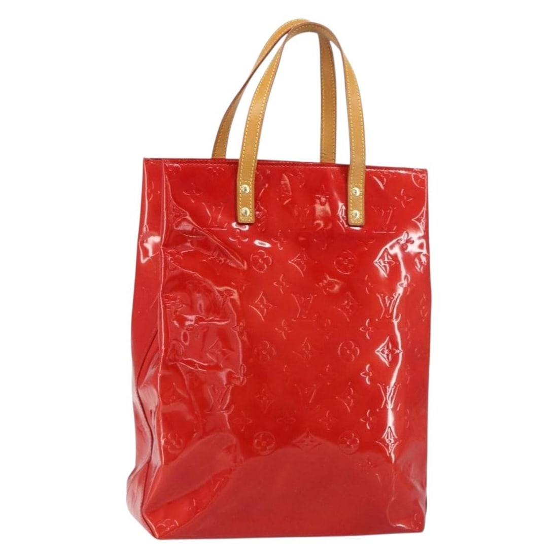 LOUIS VUITTON Monogram Vernis Reade MM Red Hand Bag M91086 Auth (1 of 18)