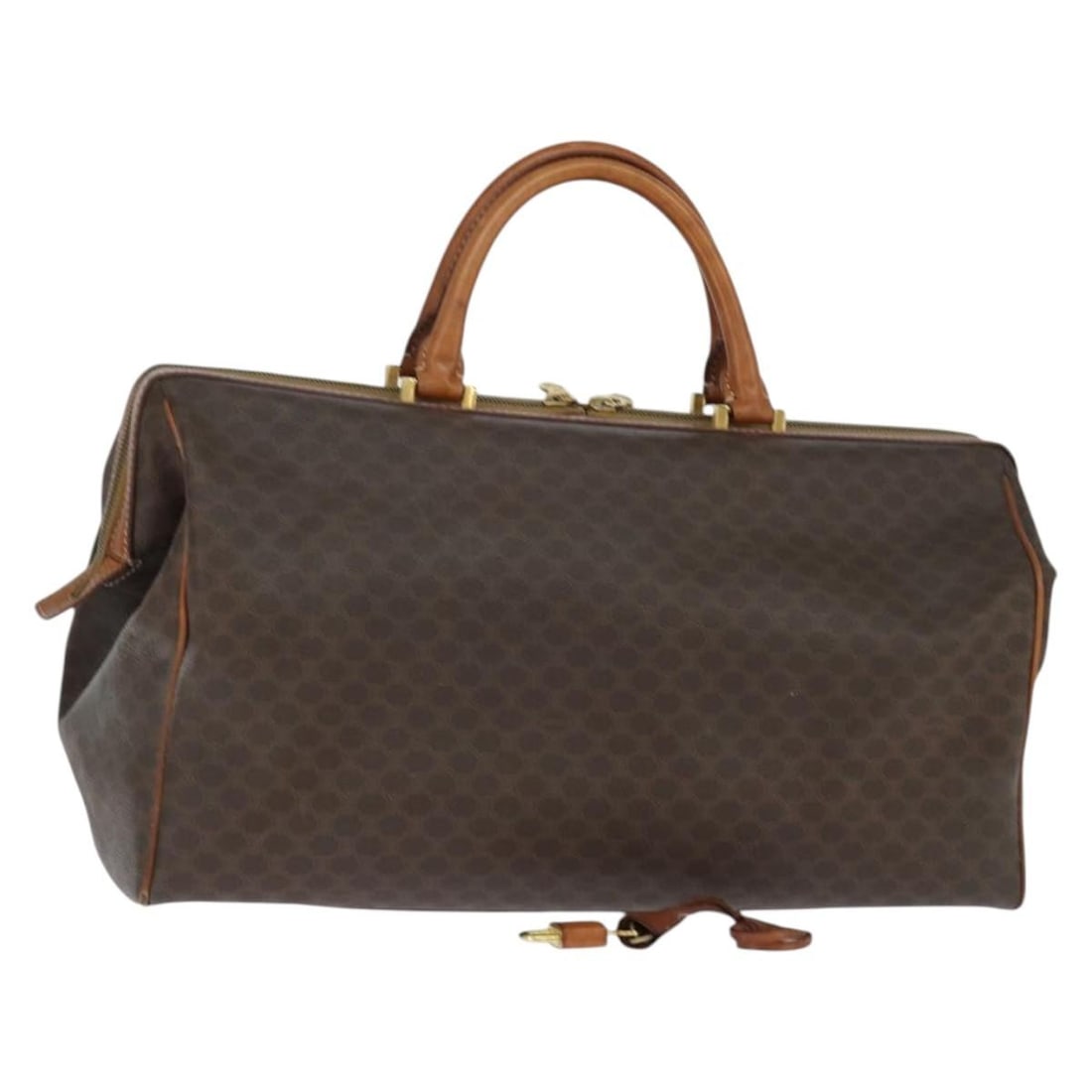 CELINE Brown Gold PVC Leather Macadam Boston Bag with Accessories (1 of 18)