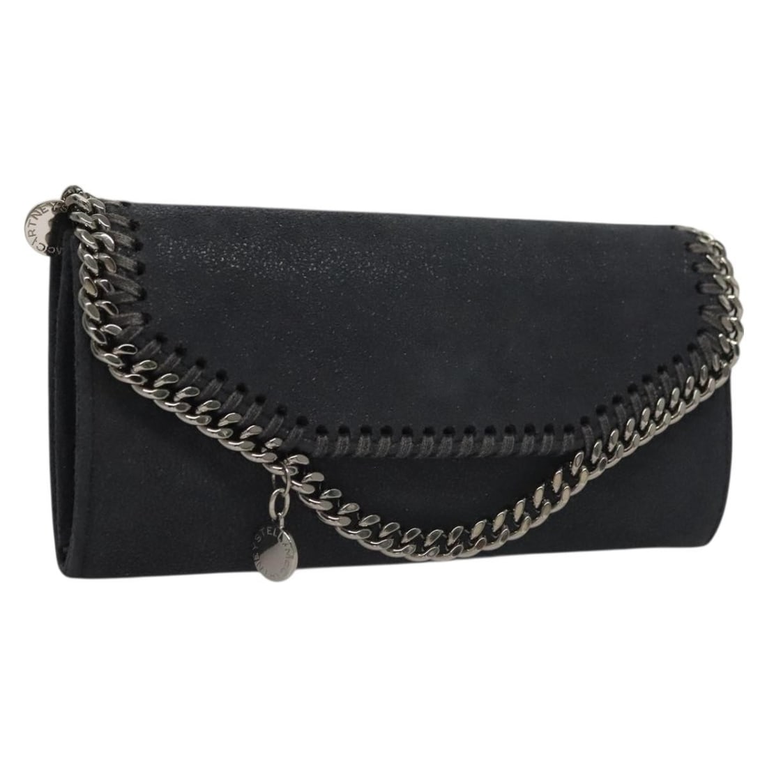 Stella MacCartney Fabera Long Wallet Suede Navy Silver Auth Italy: Stella MacCartney Fabera Long Wallet Suede Navy Silver Auth Italy Introducing the Stella McCartney Fabera Long Wallet, a stylish accessory crafted from premium suede in a sophisticated navy and silver
