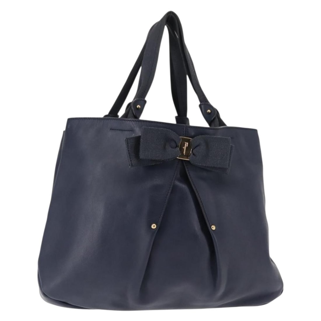 Salvatore Ferragamo Vala Tote Bag Leather Navy Gold Made in Italy: Salvatore Ferragamo Vala Tote Bag Leather Navy Gold Made in Italy This Salvatore Ferragamo Vala Tote Bag is a sophisticated accessory crafted from premium leather in a striking navy and gold color com