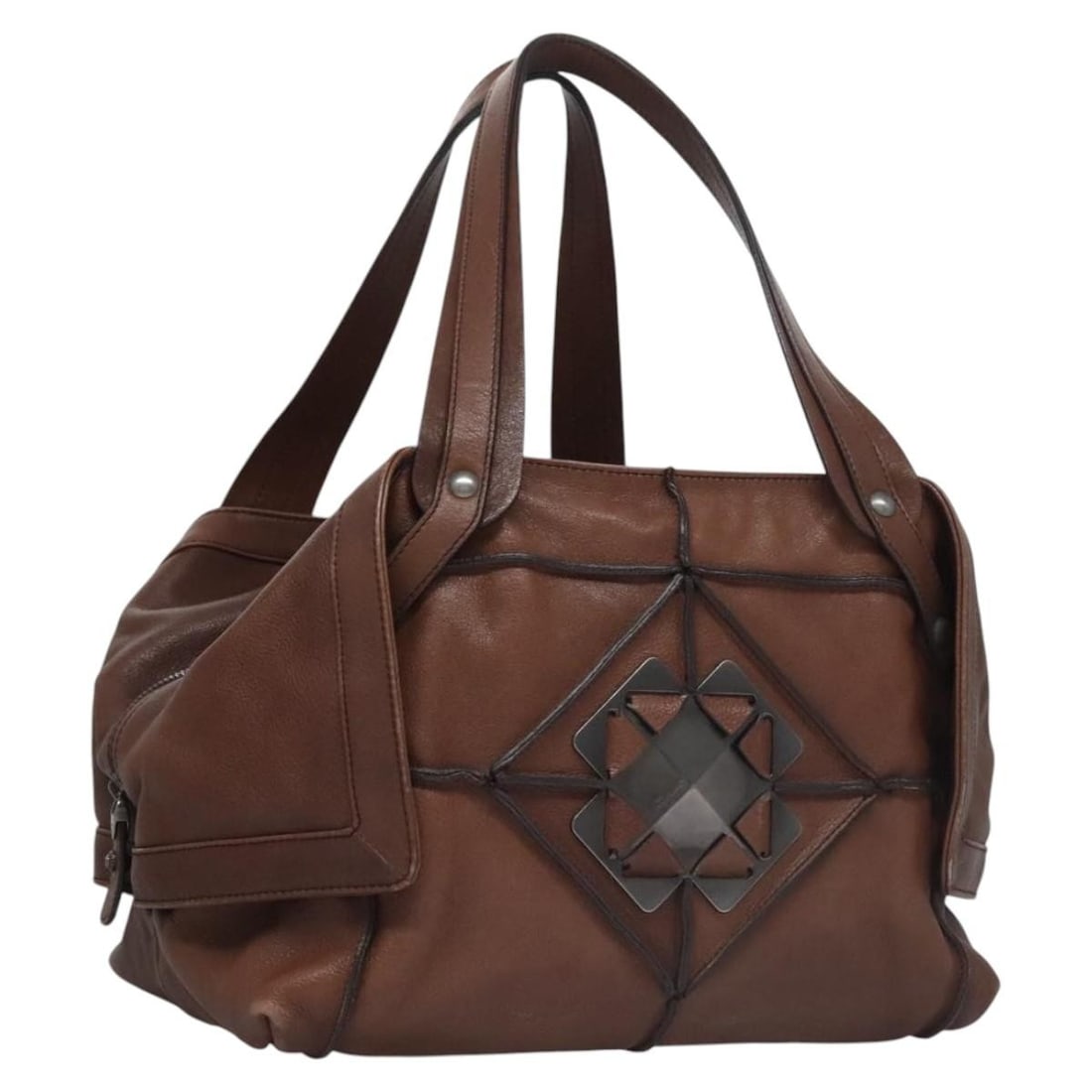 Salvatore Ferragamo Brown Leather Hand Bag Italy Auth FJ21 A530 (1 of 18)