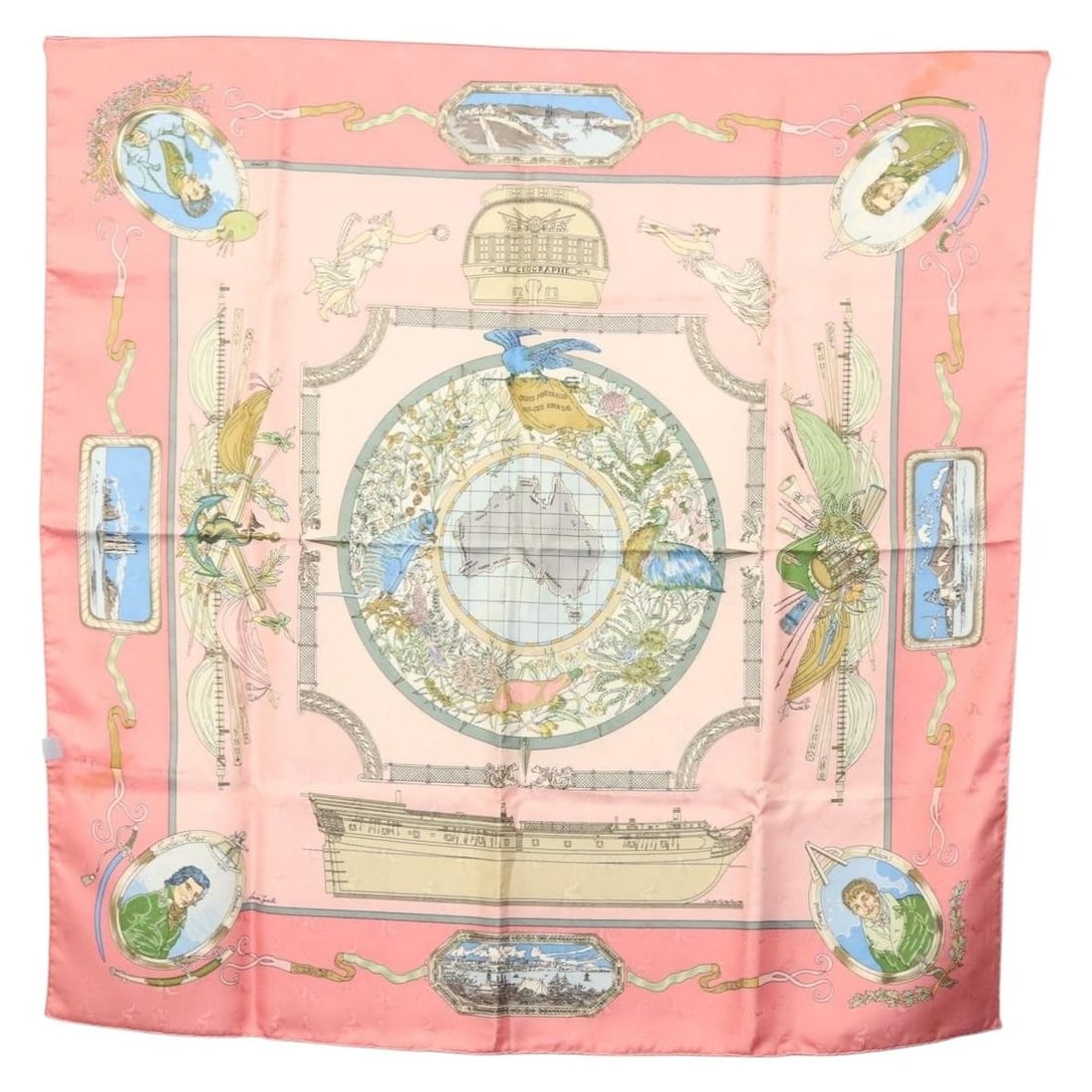 HERMES Carre 90 Silk Scarf ORBIS AUSTRALIS DULCES EXUVIAE Pink France: HERMES Carre 90 Silk Scarf ORBIS AUSTRALIS DULCES EXUVIAE Pink France This exquisite HERMES Carre 90 Scarf titled "ORBIS AUSTRALIS DULCES EXUVIAE" is crafted from luxurious silk in a lovely pink hue.