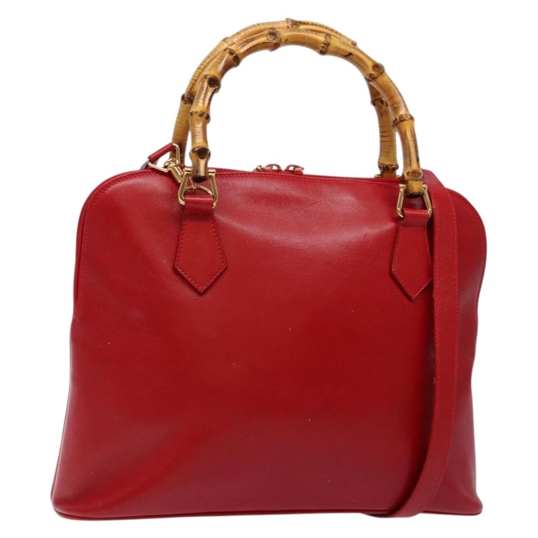 GUCCI Bamboo Leather Hand Bag Red Gold 000 2214 0289 Auth (1 of 18)