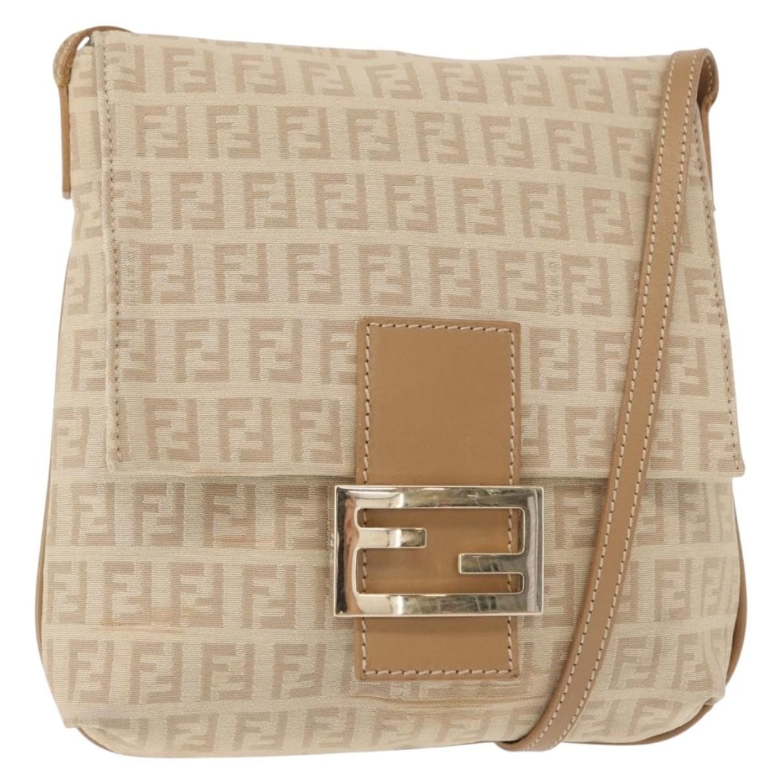 FENDI Zucchino Canvas Mamma Baguette Shoulder Bag Beige Silver Auth: FENDI Zucchino Canvas Mamma Baguette Shoulder Bag Beige Silver Auth Explore the elegance of the Fendi Zucchino Canvas Mamma Baguette Shoulder Bag, a stylish accessory crafted in Italy. This shoulder b