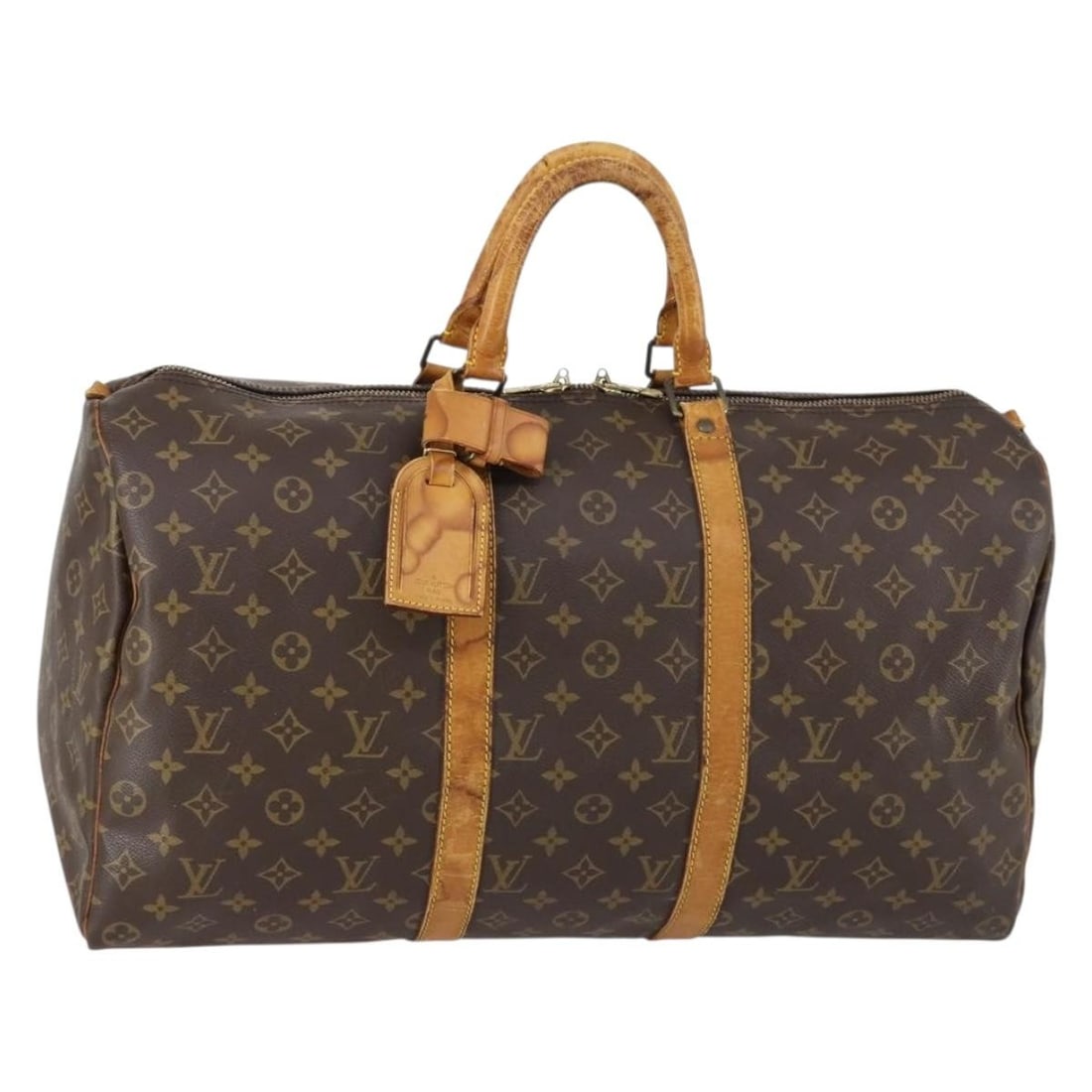 LOUIS VUITTON Monogram Keepall 50 Boston Bag M41426 Auth France: LOUIS VUITTON Monogram Keepall 50 Boston Bag M41426 Auth France Introducing the LOUIS VUITTON Monogram Keepall 50 Boston Bag, a timeless piece crafted from durable Monogram Canvas. This stylish bag sh