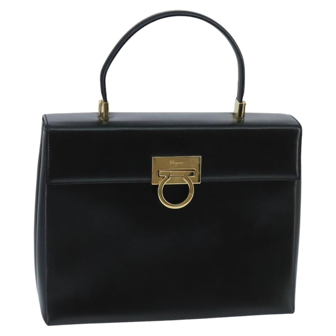 Salvatore Ferragamo Gancini Hand Bag Leather Black Gold Made in Italy: Salvatore Ferragamo Gancini Hand Bag Leather Black Gold Made in Italy This Salvatore Ferragamo Gancini Hand Bag is crafted from premium black leather and accented with elegant gold details. Designed f