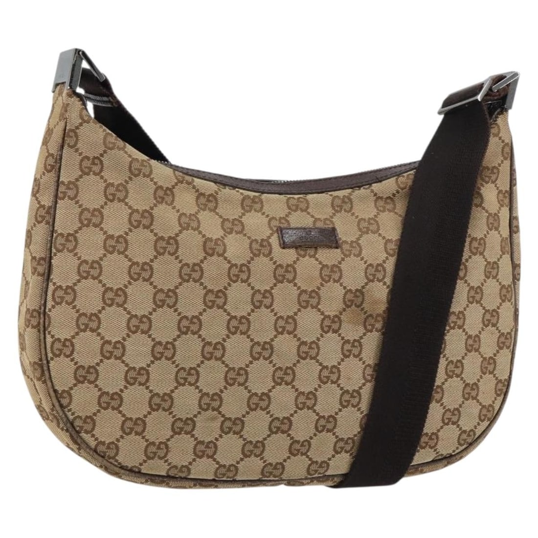 Gucci GG Canvas Beige Shoulder Bag with Silver Accents Model 122790 (1 of 18)