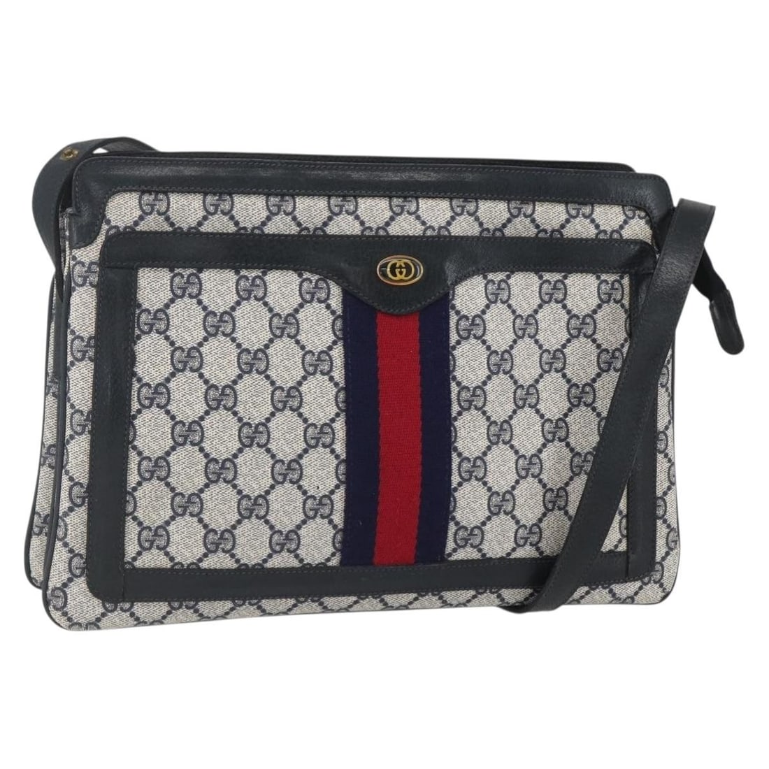 GUCCI GG Supreme Sherry Line Shoulder Bag Red Navy 41 02 013 Authentic: GUCCI GG Supreme Sherry Line Shoulder Bag Red Navy 41 02 013 Authentic This GUCCI GG Supreme Sherry Line Shoulder Bag showcases a stylish blend of red and navy hues, crafted from durable GG Canvas. De