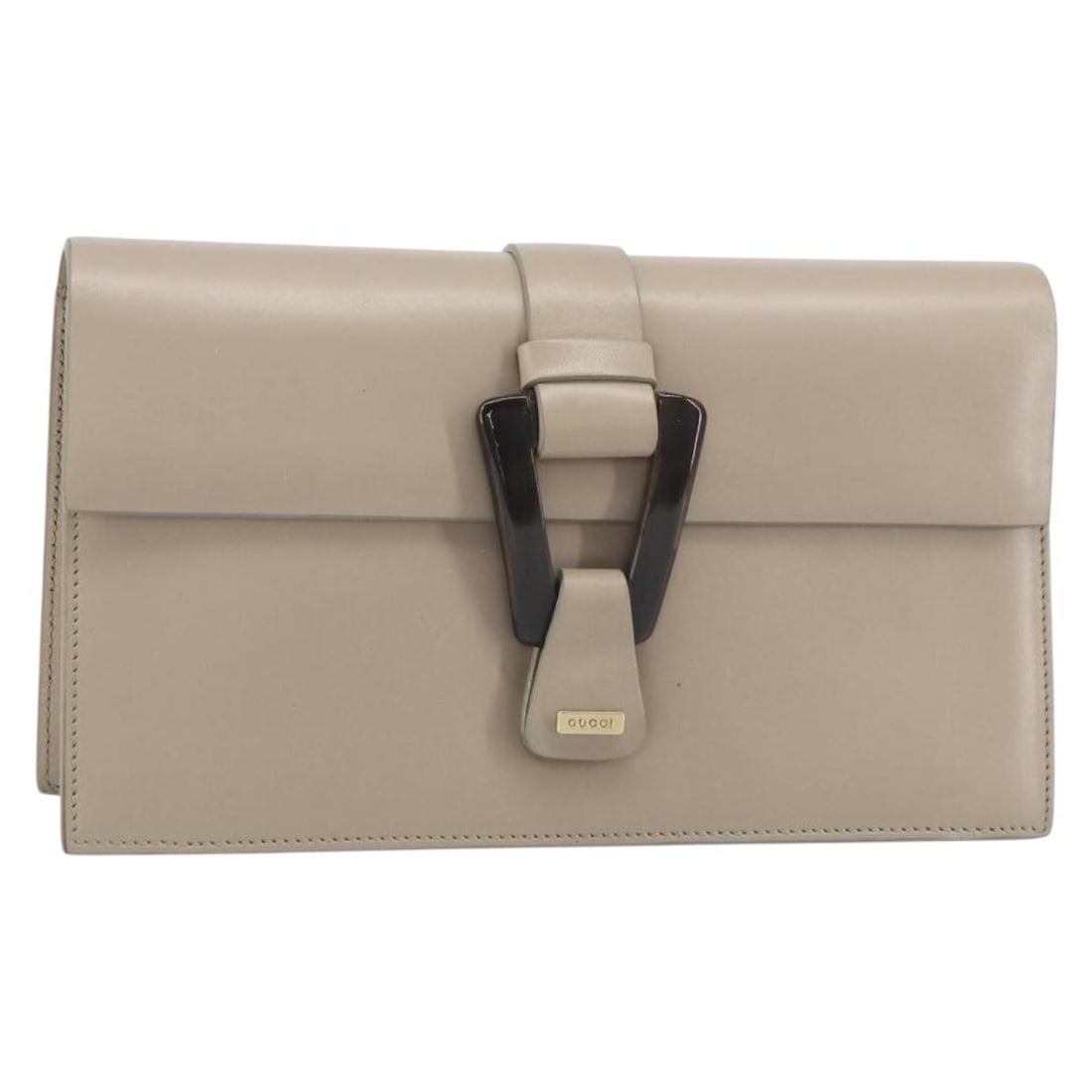 Beige and Gold Leather Gucci Clutch Bag with Dust Bag: Beige and Gold Leather Gucci Clutch Bag with Dust Bag This is a Gucci clutch bag crafted from beige and gold leather. The bag features a compact design with approximate dimensions of 22cm in width, 12