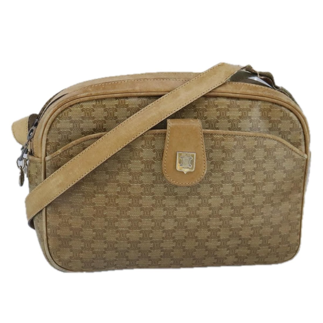 CELINE Beige Macadam Canvas Shoulder Bag PVC Leather (1 of 18)