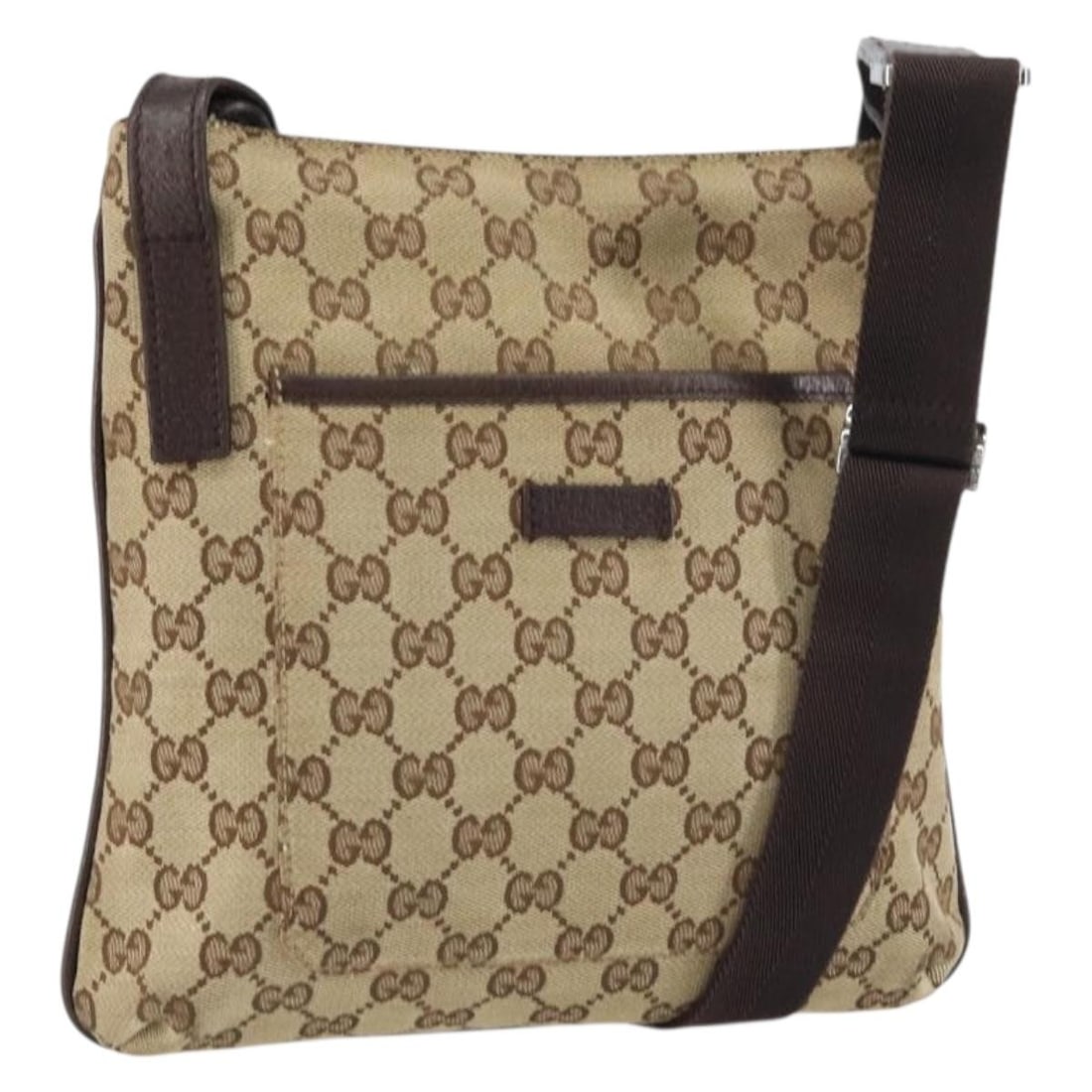 GUCCI 122793 GG Canvas Shoulder Bag Beige Silver Italy Auth: GUCCI 122793 GG Canvas Shoulder Bag Beige Silver Italy Auth This GUCCI GG Canvas Shoulder Bag combines elegance and functionality, featuring a chic beige and silver color scheme. Crafted from durable