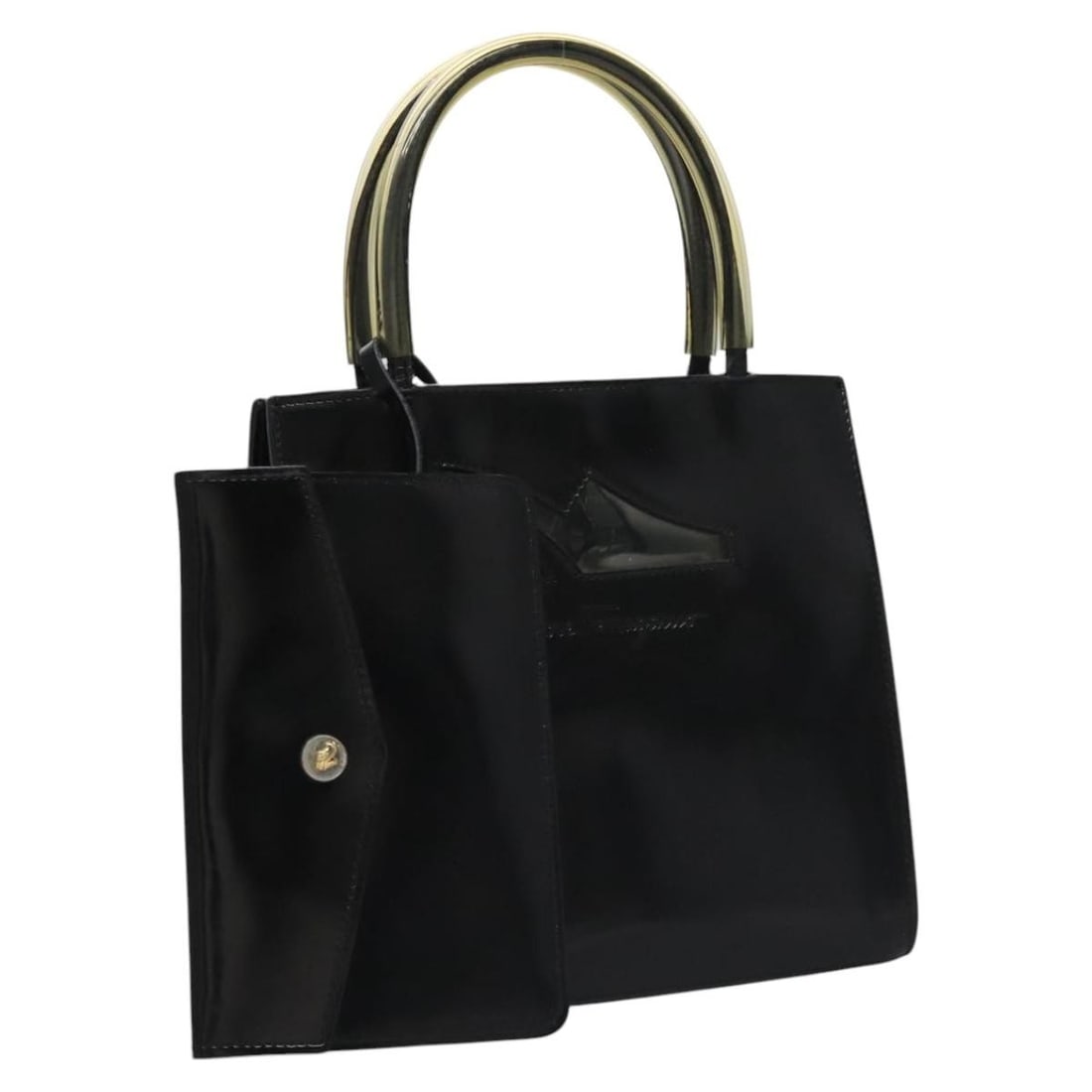 Salvatore Ferragamo Black Leather Hand Bag Italy Auth BD145 (1 of 18)
