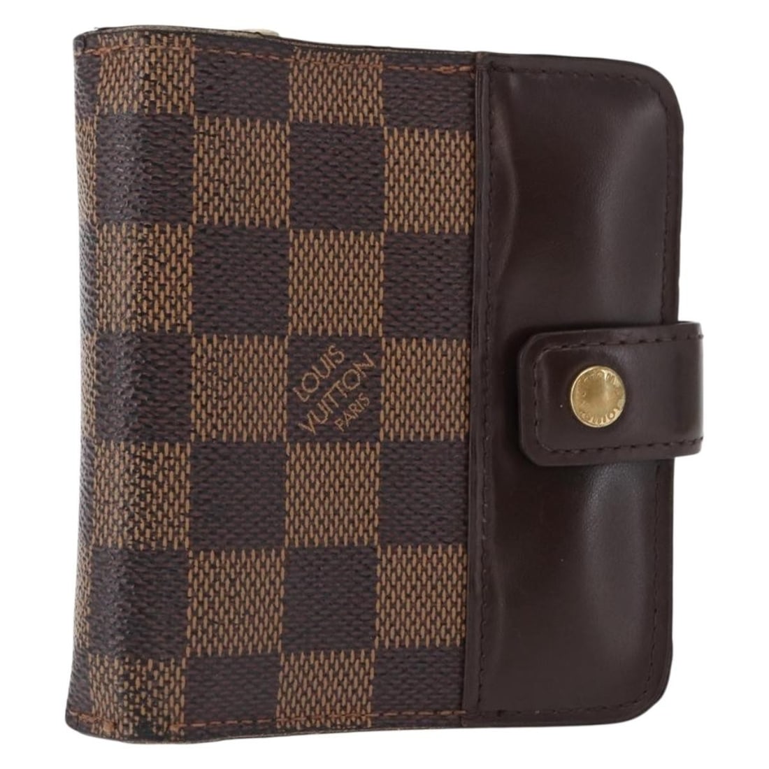 Damier Ebene Canvas Compact Wallet by Louis Vuitton N61668: Damier Ebene Canvas Compact Wallet by Louis Vuitton N61668 This is a Louis Vuitton compact zip wallet crafted from Damier Ebene canvas. The wallet features a zip closure and a compact design, making i