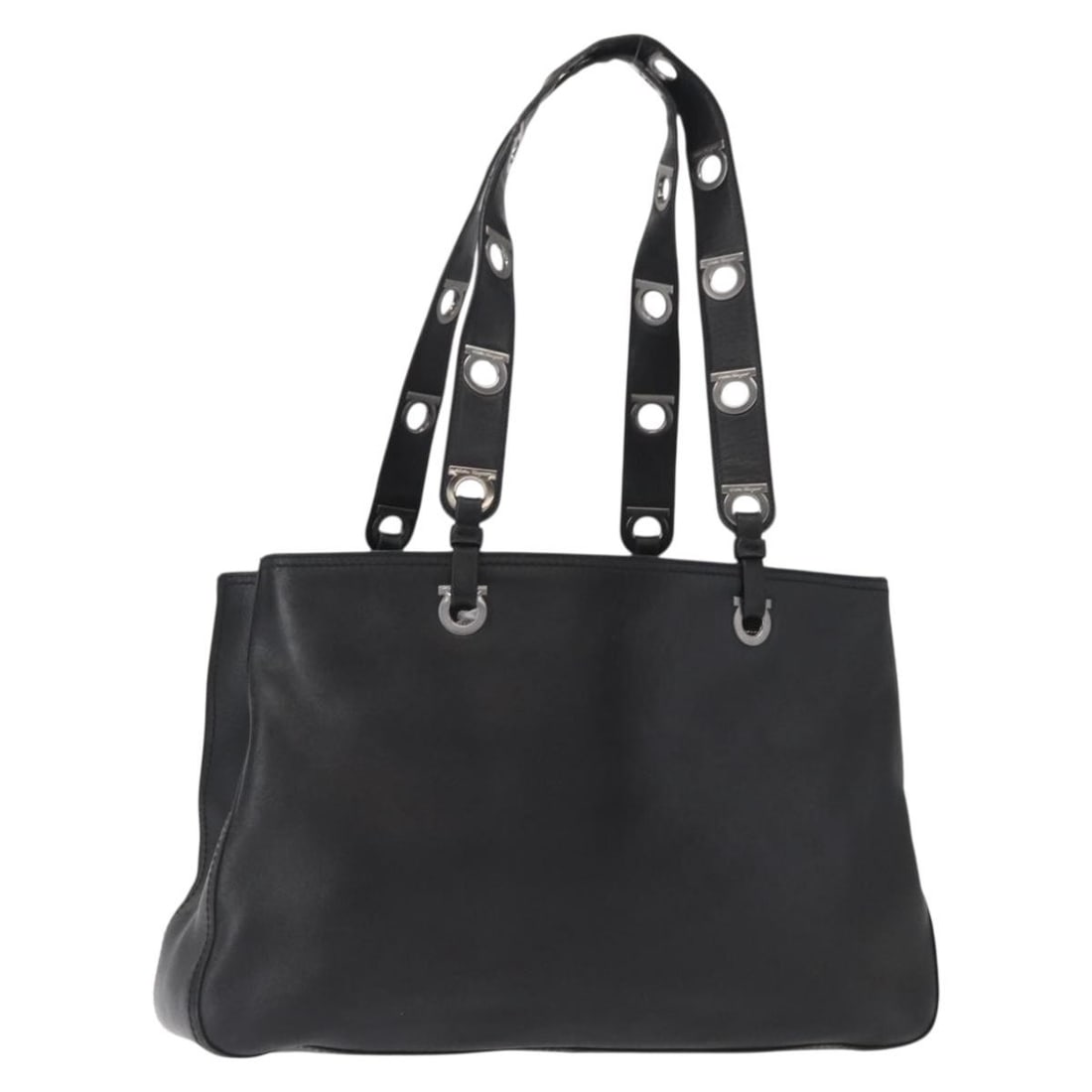 Salvatore Ferragamo Black Leather Gancini Tote Bag Italy Auth BA8875: Salvatore Ferragamo Black Leather Gancini Tote Bag Italy Auth BA8875 This exquisite Salvatore Ferragamo Gancini Tote Bag showcases timeless elegance and Italian craftsmanship. Made from high-quality b