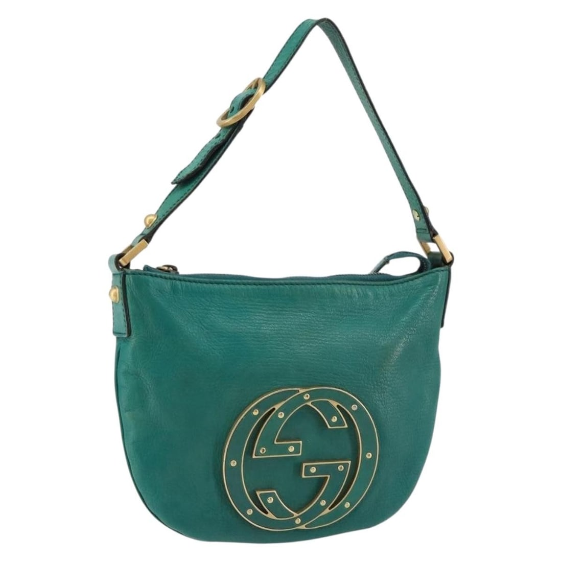 GUCCI Interlocking Leather Shoulder Bag Green Gold 121552 Auth Italy: GUCCI Interlocking Leather Shoulder Bag Green Gold 121552 Auth Italy This elegant GUCCI Interlocking Shoulder Bag showcases a stunning green and gold leather exterior, expertly crafted in Italy. With