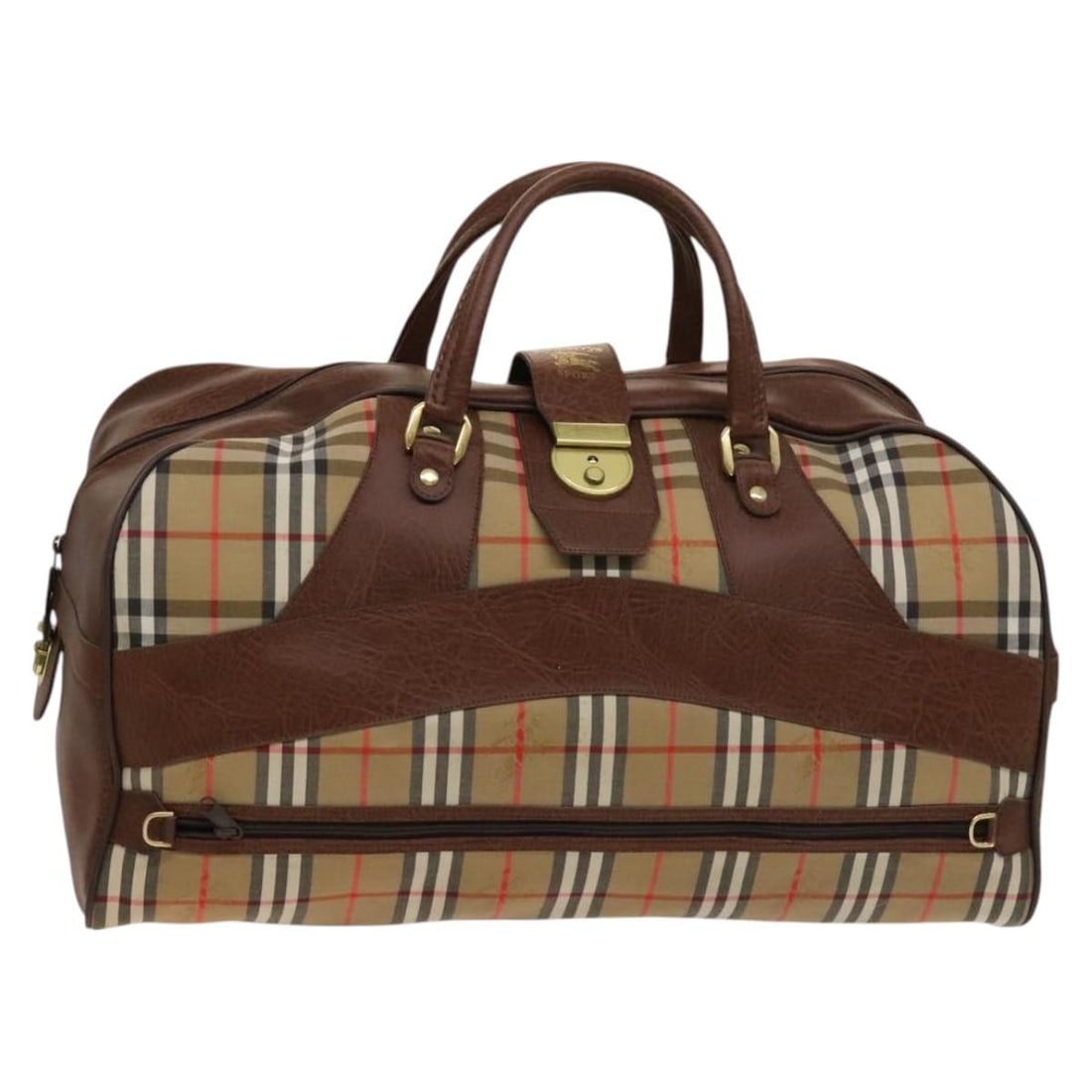 Burberrys Nova Check Beige Gold Canvas Boston Bag Made in Italy: Burberrys Nova Check Beige Gold Canvas Boston Bag Made in Italy This Burberrys Nova Check Boston Bag showcases a stylish blend of beige and gold canvas, making it a chic accessory for any outfit. The