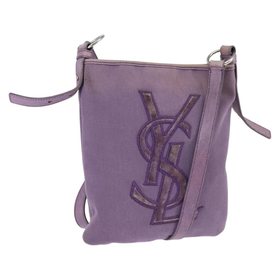 SAINT LAURENT Kahala Purple Silver Canvas Shoulder Bag Italy Auth: SAINT LAURENT Kahala Purple Silver Canvas Shoulder Bag Italy Auth This stylish Saint Laurent Kahala Shoulder Bag combines elegance with functionality. Crafted in Italy, the bag features a vibrant purp