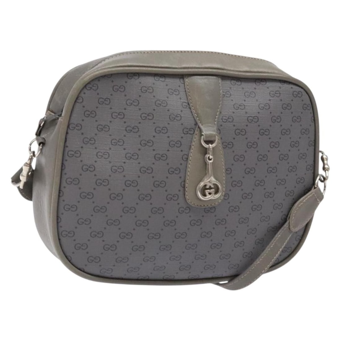 GUCCI Vintage Micro GG Supreme Shoulder Bag Gray Silver PVC Auth Italy: GUCCI Vintage Micro GG Supreme Shoulder Bag Gray Silver PVC Auth Italy This GUCCI Micro GG Supreme Shoulder Bag combines vintage elegance with practicality. Crafted from durable PVC leather, it featur