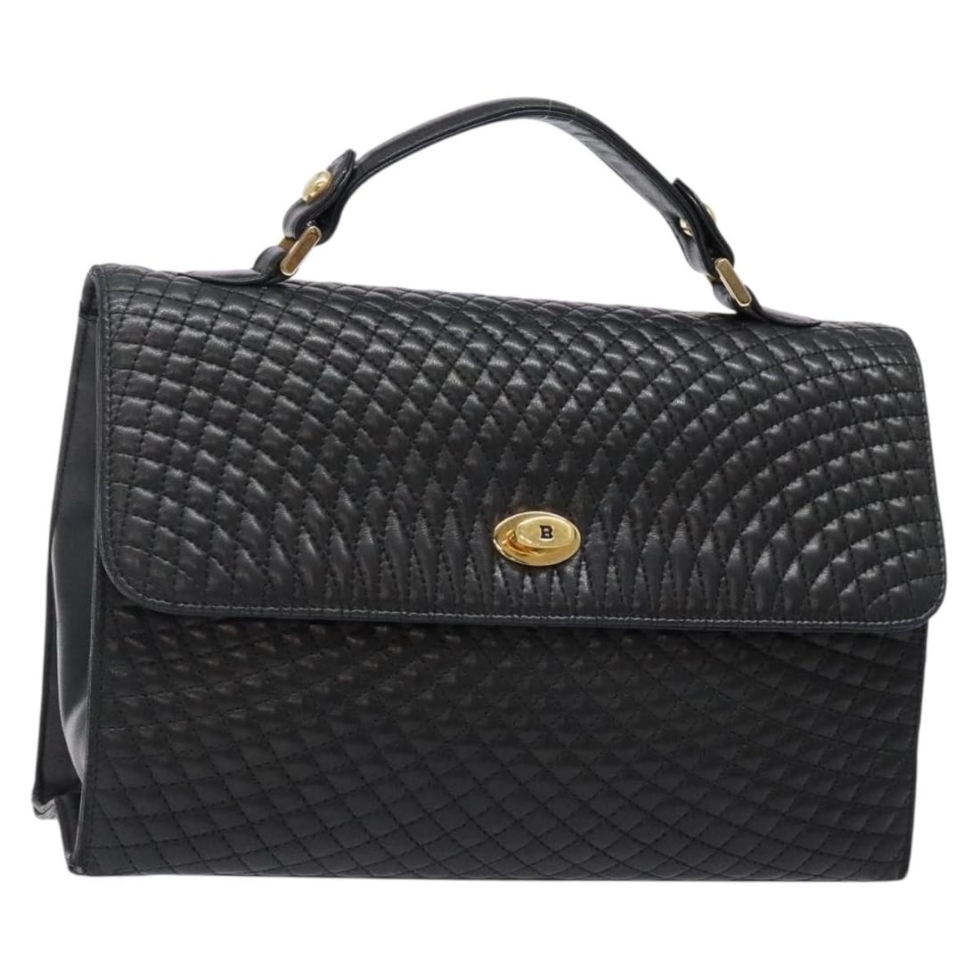 BALLY Quilted Leather Hand Bag Gold Black Made in Italy (1 of 18)