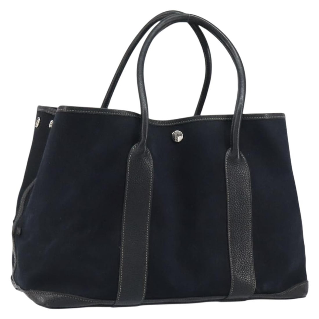 HERMES Garden Party MM Tote Bag Canvas Black Silver Authentic (1 of 18)