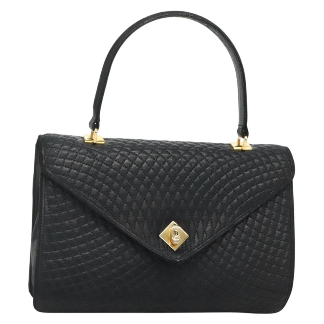 BALLY Black Gold Leather Hand Bag Made in Italy (1 of 18)