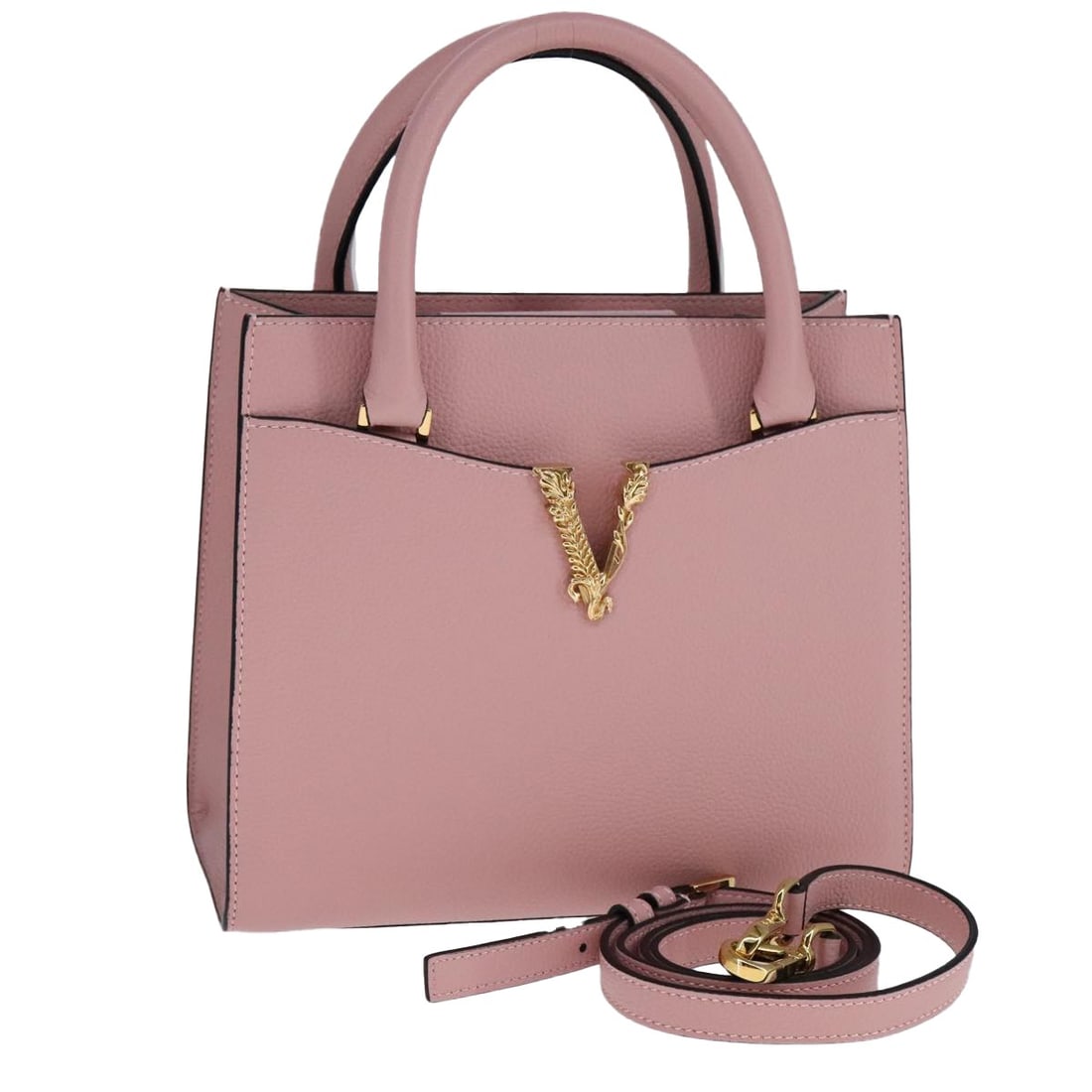 VERSACE Pink Leather 2-Way Hand Bag with Strap Italy Auth (1 of 18)