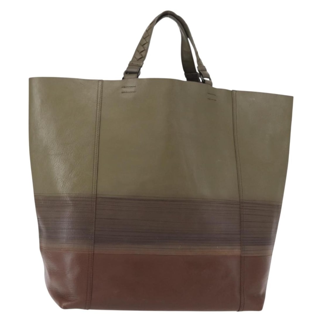 BOTTEGA VENETA Khaki Leather Intrecciato Hand Bag Italy: BOTTEGA VENETA Khaki Leather Intrecciato Hand Bag Italy This Bottega Veneta Intrecciato Hand Bag showcases exquisite Italian craftsmanship with a sophisticated khaki leather exterior. The spacious des