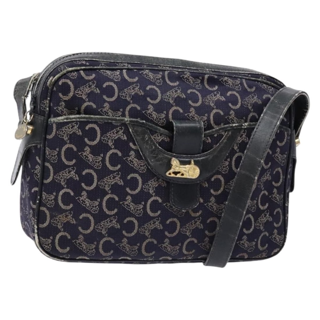 CELINE C Sulky Navy Canvas Shoulder Bag Made in Italy: CELINE C Sulky Navy Canvas Shoulder Bag Made in Italy This Celine C Sulky Shoulder Bag is a stylish and practical accessory crafted from durable canvas in a sophisticated navy color. Designed for vers