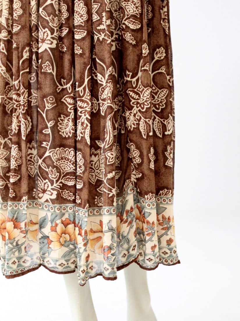 1980s Vintage Floral Gauze Cotton Skirt Boho Style (1 of 6)