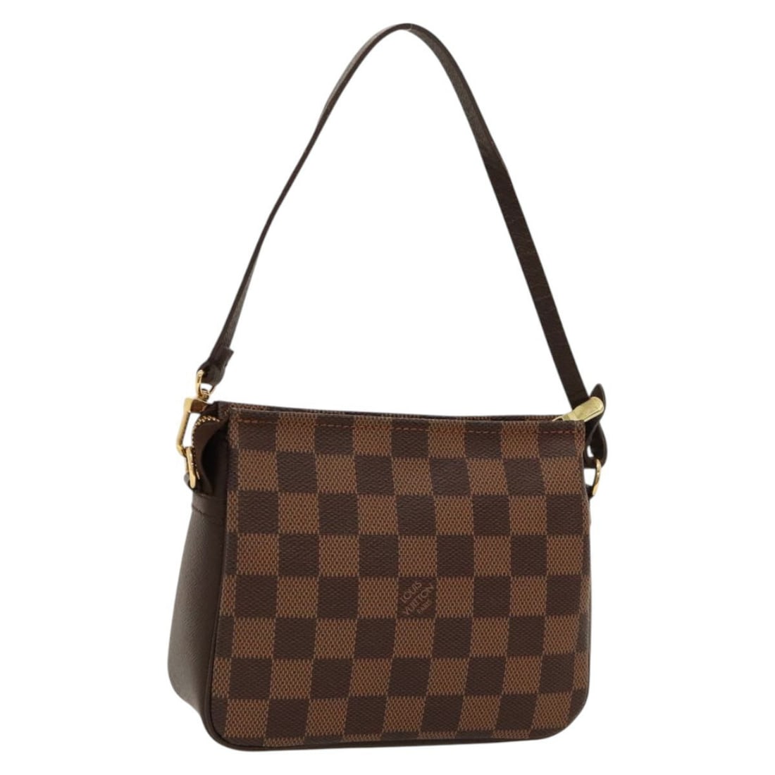 Louis Vuitton Brown Makeup Pouch Monogram Cosmetic Case: Louis Vuitton Brown Makeup Pouch Monogram Cosmetic Case This pre-owned Louis Vuitton makeup pouch features a brown exterior with minimal rubbing on the surface and handle, as well as minor scratches o