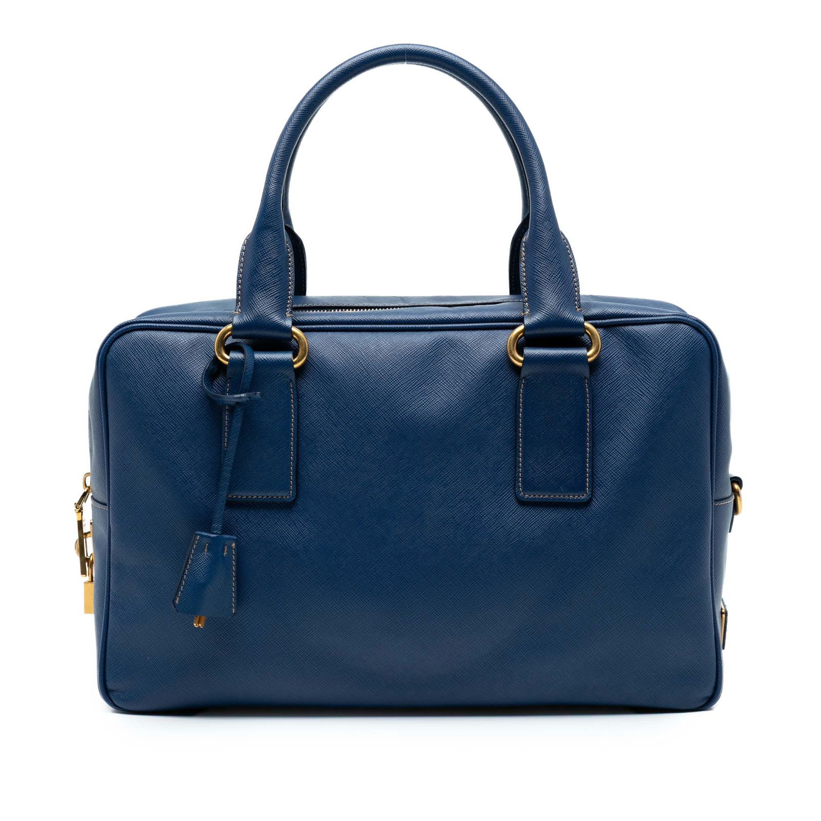 Prada Saffiano Lux Blue Leather Handbag (1 of 6)