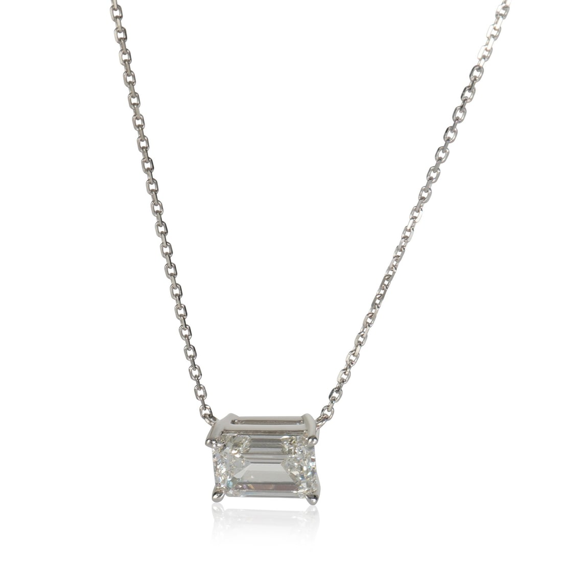 14K White Gold 2.24 ctw Lab-Grown Diamond Pendant Unisex: 14K White Gold 2.24 ctw Lab-Grown Diamond Pendant Unisex This exquisite pendant showcases a stunning 2.24 carat lab-grown diamond, elegantly set in 14K white gold. The emerald-shaped diamond boasts a