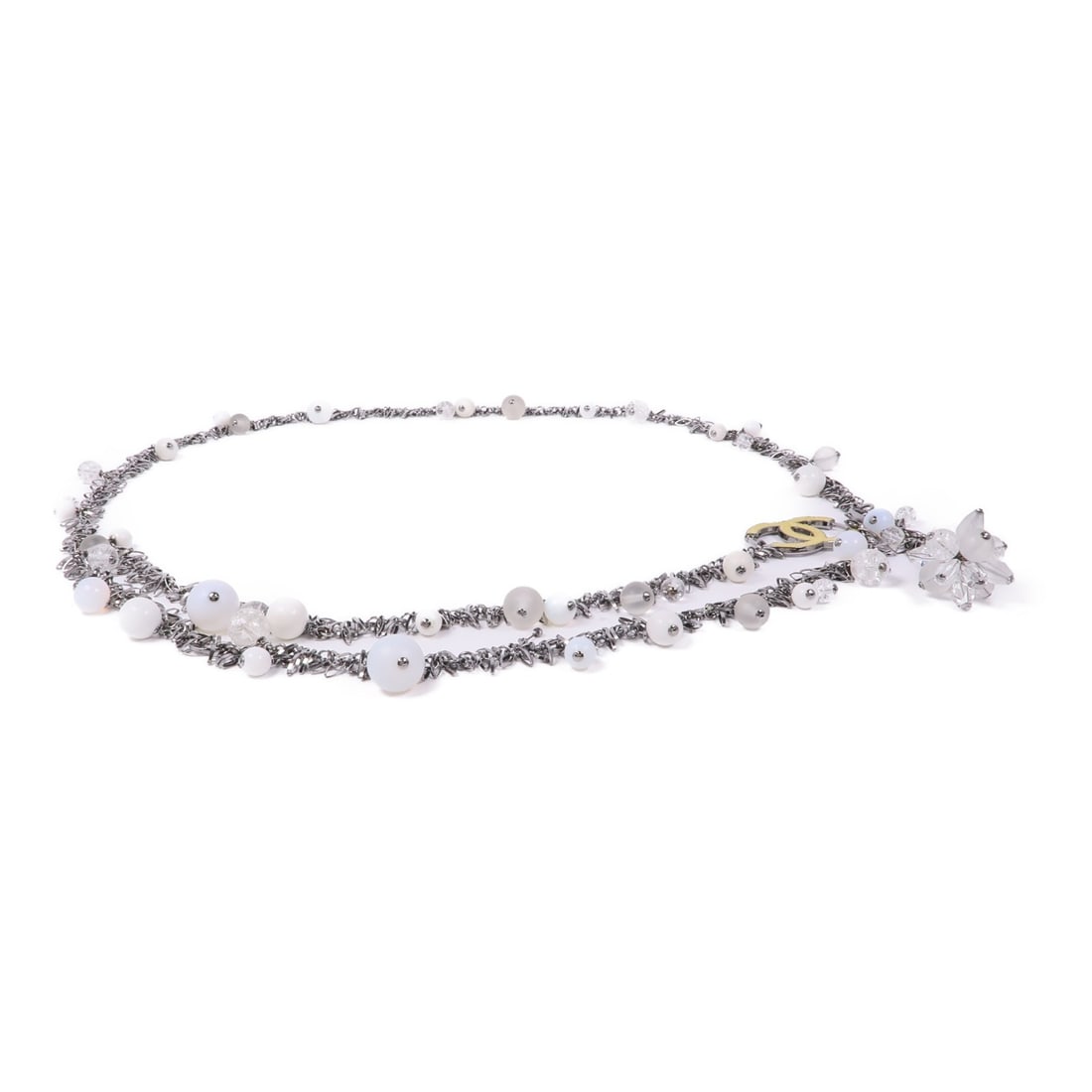CHANEL CC Logo White Chain Belt A36101 Metal PVC (1 of 9)