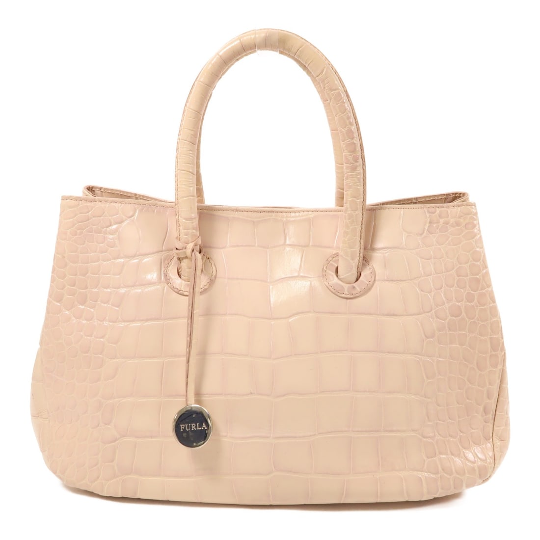 Furla Light Pink Embossed Leather Handbag Made in Italy: Furla Light Pink Embossed Leather Handbag Made in Italy Elevate your accessory collection with this Furla Handbag, crafted from luxurious embossed leather in a charming light pink hue. This stylish ha