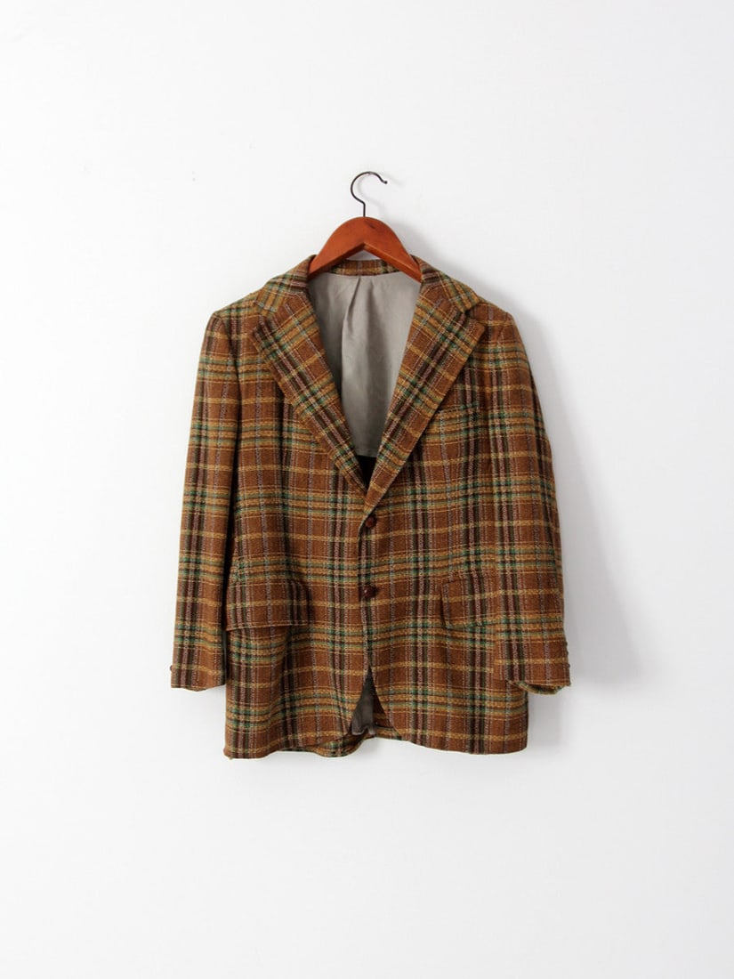 1950s Vintage Men's Wool Tweed Blazer with Leather Buttons (1 of 7)