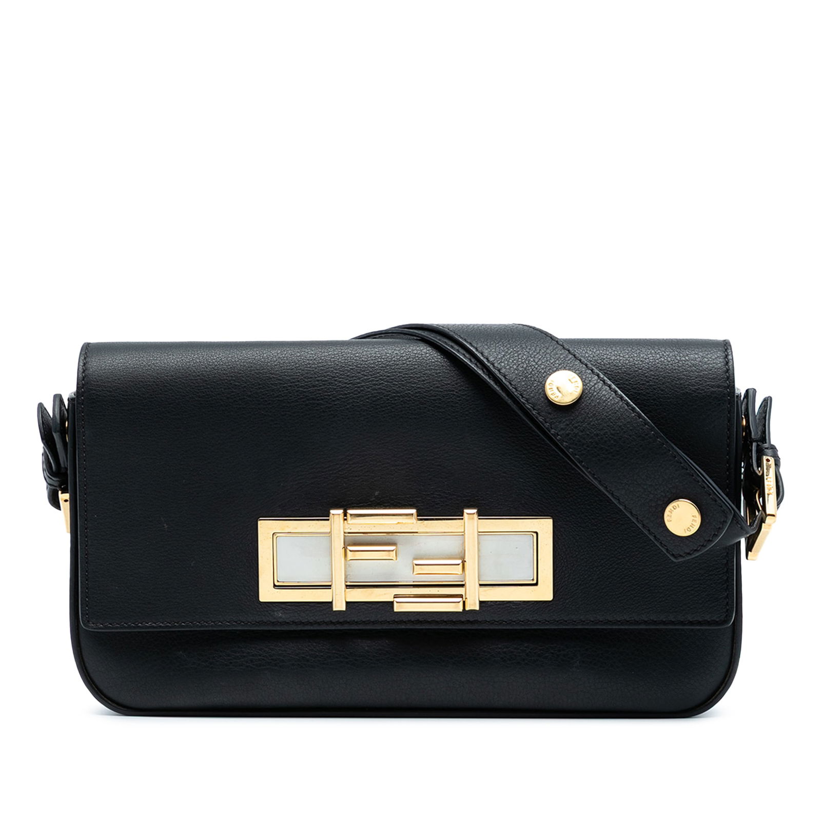 Fendi 3Baguette Black Leather Shoulder Bag with FF Turn Lock (1 of 8)