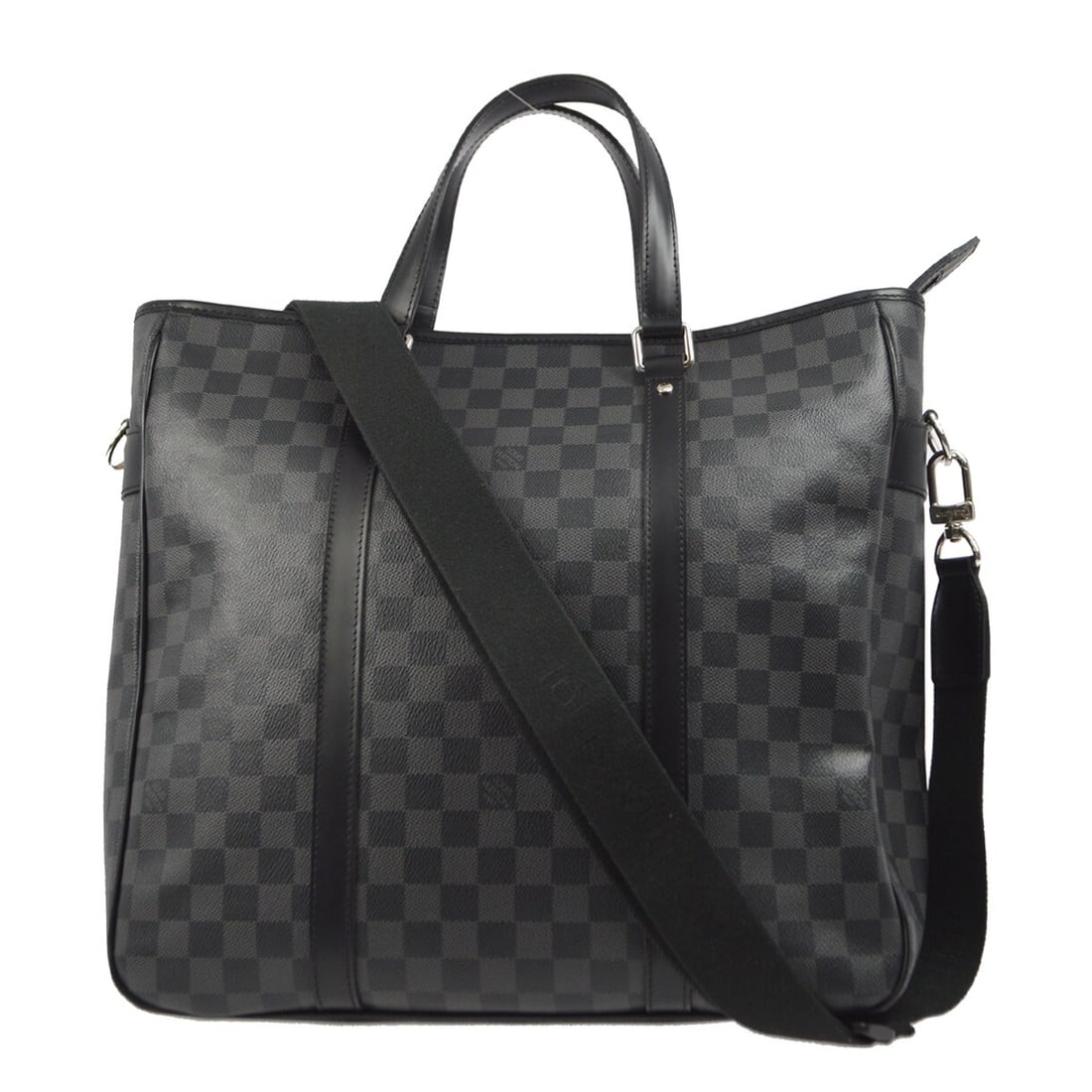 Louis Vuitton Graphite Tadao Large 2-Way Tote Handbag N51192: Louis Vuitton Graphite Tadao Large 2-Way Tote Handbag N51192 This Louis Vuitton Graphite Tadao 2-way Shoulder Tote Handbag is the perfect blend of style and functionality. Crafted from durable Damier