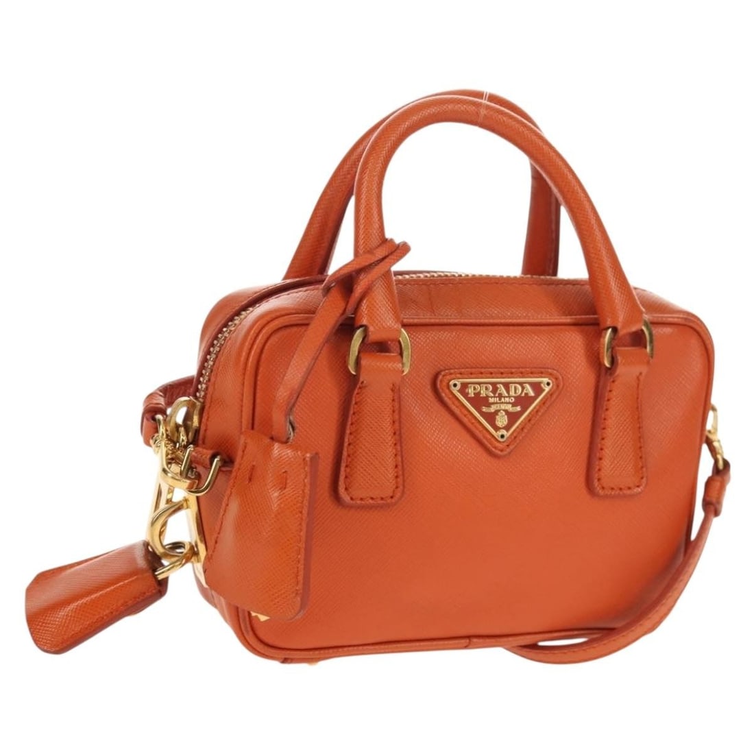 PRADA Galleria 2way Hand Bag Saffiano Leather Orange Gold Auth 153909V: PRADA Galleria 2way Hand Bag Saffiano Leather Orange Gold Auth 153909V Discover the elegance of the PRADA Galleria Hand Bag, crafted from premium Saffiano leather in a stunning orange and gold color s