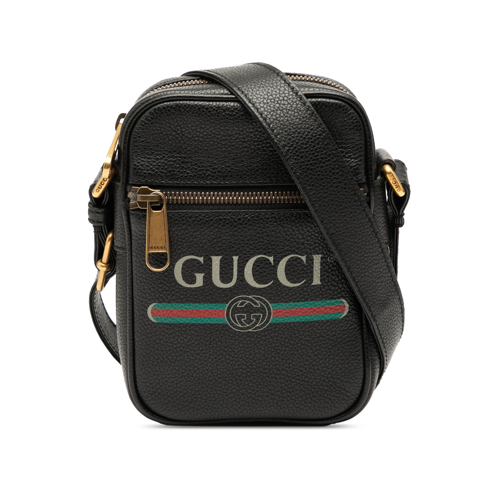 Gucci Mini Grained Calfskin Logo Crossbody Bag Black Leather Italy: Gucci Mini Grained Calfskin Logo Crossbody Bag Black Leather Italy The Gucci Mini Grained Calfskin Logo Crossbody bag is a stylish and functional accessory crafted from premium leather. This black cro