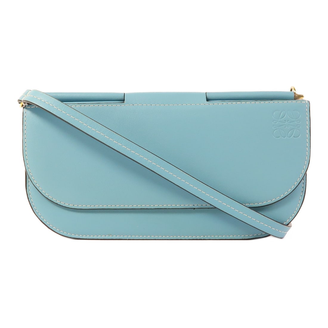LOEWE Gate Pochette Shoulder Bag Blue Calfskin Leather: LOEWE Gate Pochette Shoulder Bag Blue Calfskin Leather Elevate your style with the LOEWE Gate Pochette Shoulder Bag, meticulously crafted from premium calfskin leather in a stunning blue hue. This ele