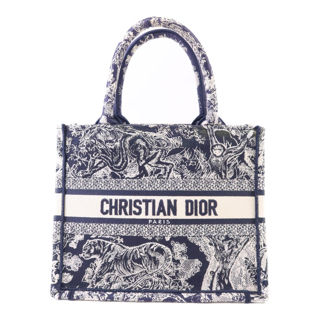 Dior Small Book Tote Canvas Bag in Navy and White (1 of 12)
