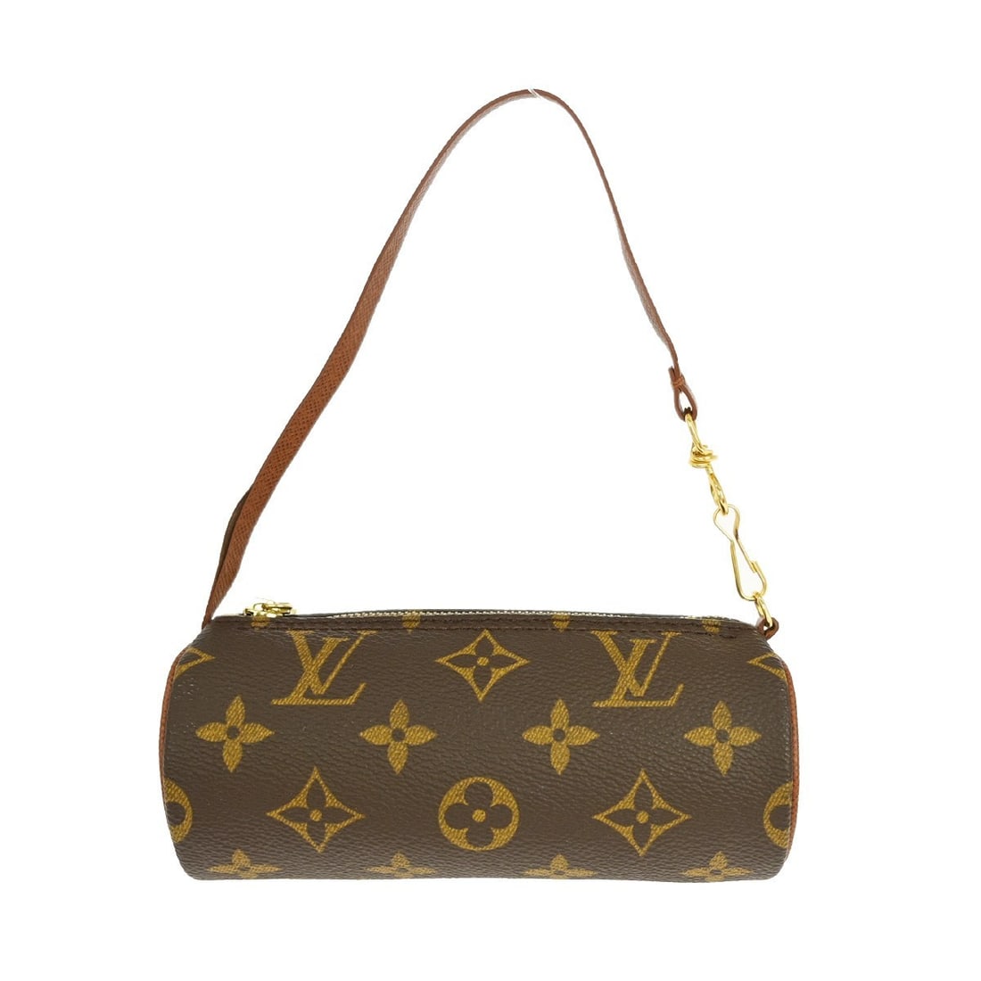 Louis Vuitton Papillon Monogram Micro Handbag with Attached Pouch: Louis Vuitton Papillon Monogram Micro Handbag with Attached Pouch This Louis Vuitton Papillon micro pouch bag features the iconic monogram canvas with brown leather top handles. Designed for both casu