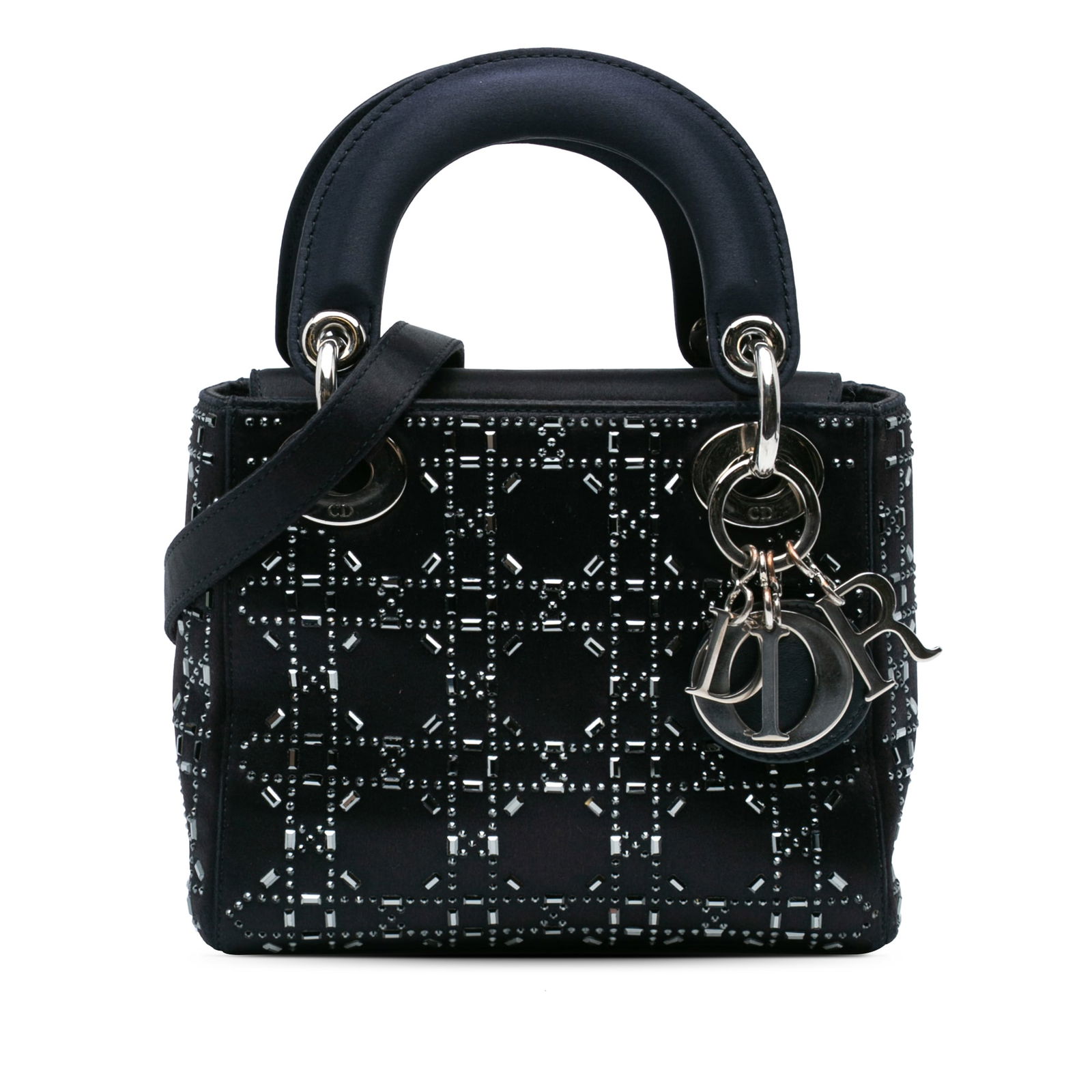 Dior Mini Lady Dior Satin Cannage Handbag with Crystal Accents (1 of 8)