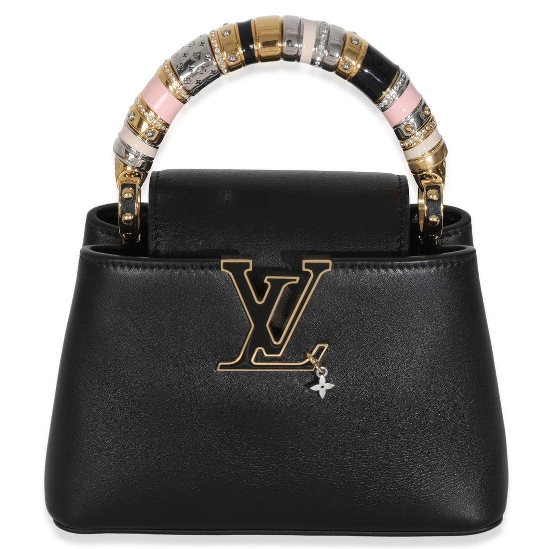 Louis Vuitton Mini Capucines Black Leather Handbag 2021-2023 Gold Silver Hardware (1 of 8)