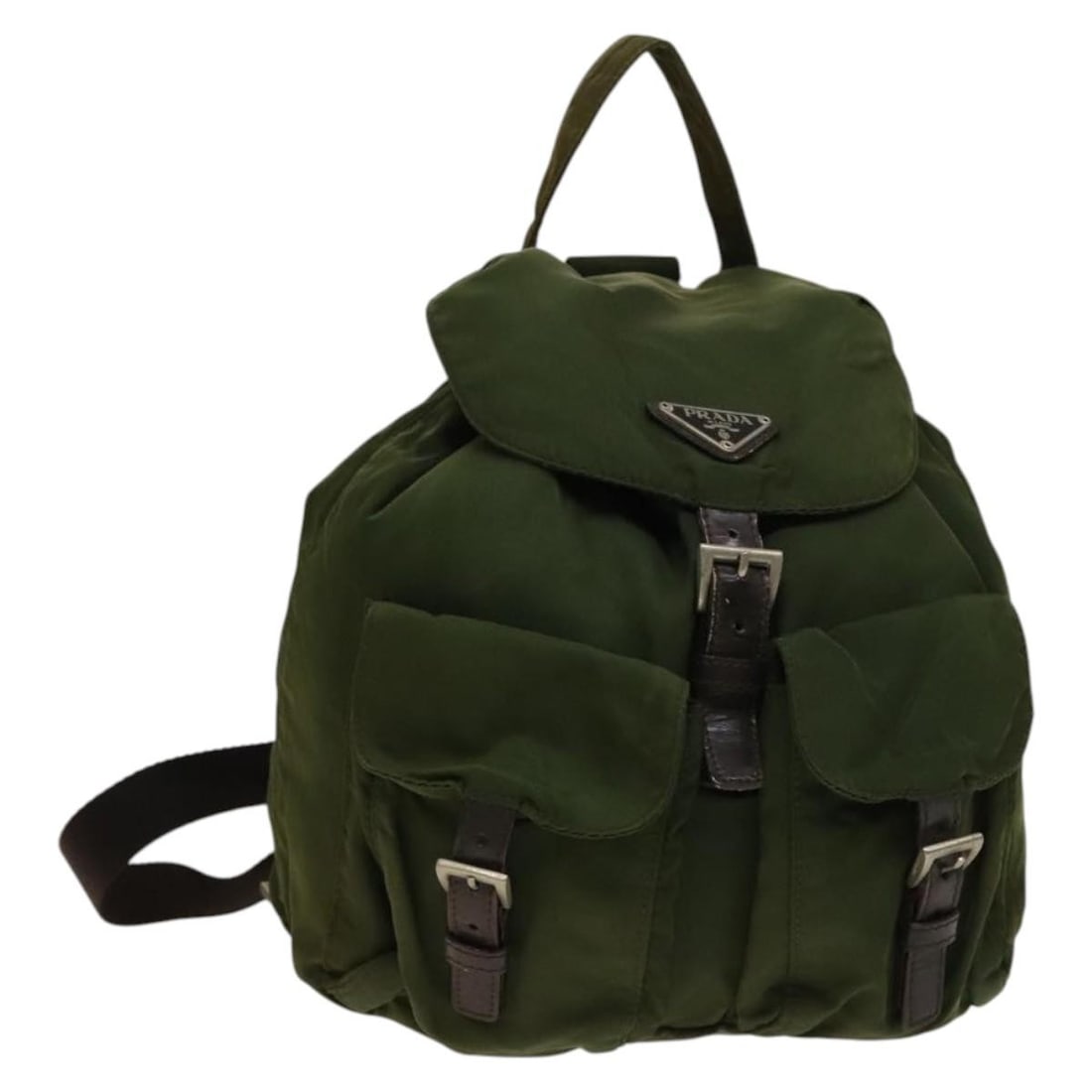 Khaki Vela Backpack with Dual Front Pockets by Prada (1 of 1)