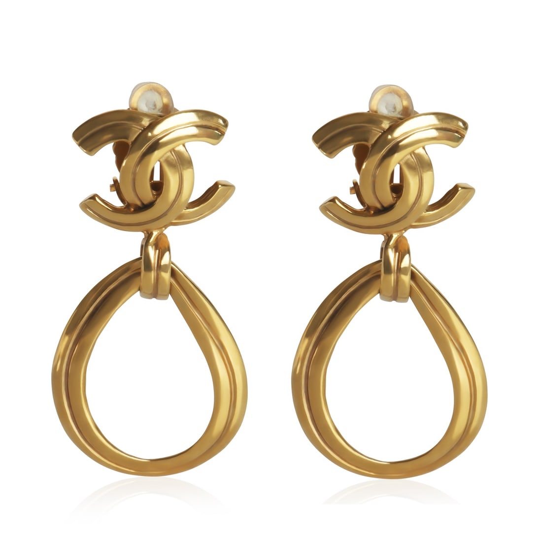 Chanel Vintage 1996 Gold-Plated CC Drop Earrings 59mm (1 of 4)